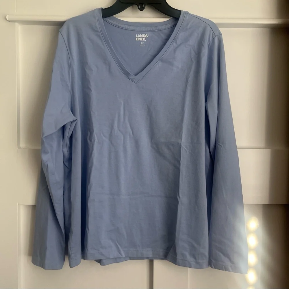 Lands End Long Sleeve Cotton V-neck Tees - Picture 6 of 10
